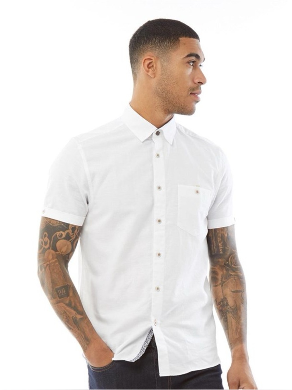 Ted Baker Linen Cotton Blend Short Sleeve Shirt Size Large
